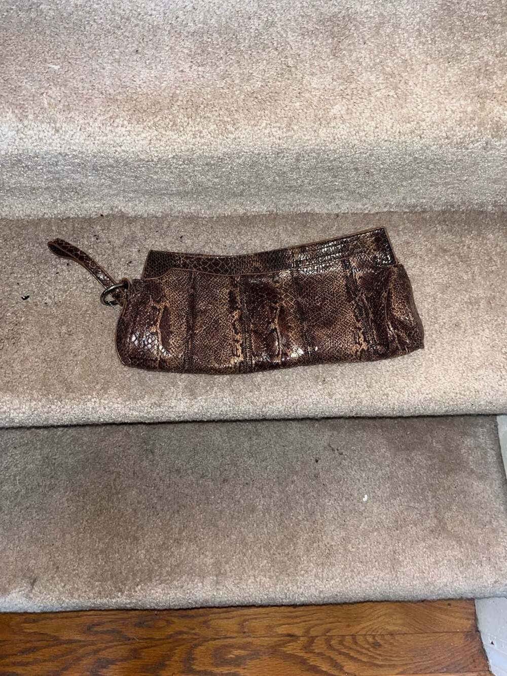 Minicci Brown Snakeskin Pattern Wristlet Clutch